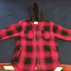 Thick hooded flannel long sleeve